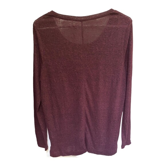 GAP Factory Linen Blend Longsleeve T-shirt Size S Heathered Burgundy Oversized - Picture 2 of 6